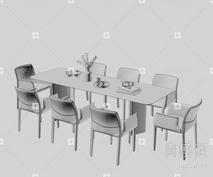 餐桌椅组合3D模型下载【ID:2087622】