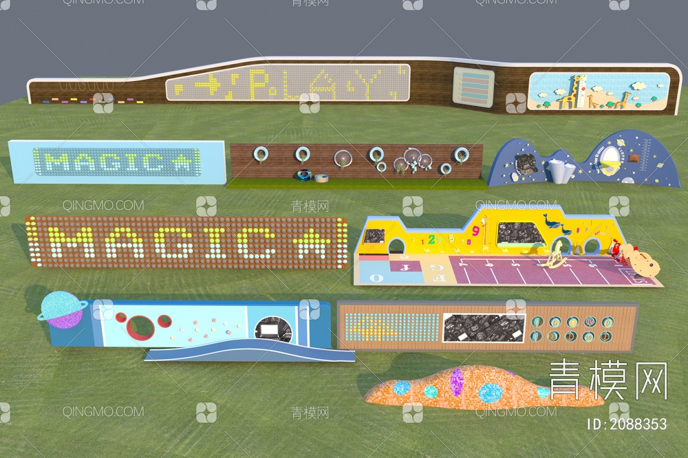 儿童乐园互动景墙组合3D模型下载【ID:2088353】