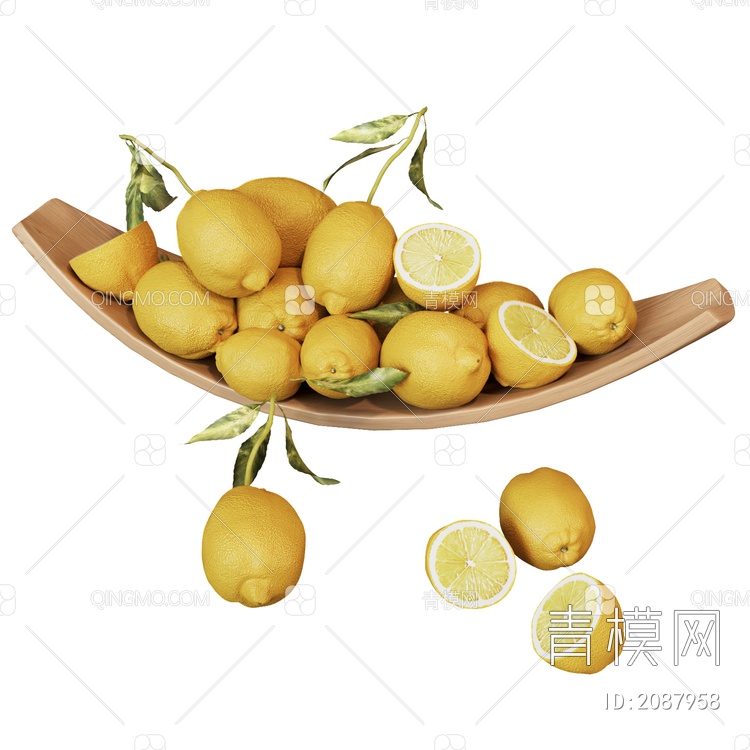 水果_柠檬果盘3D模型下载【ID:2087958】