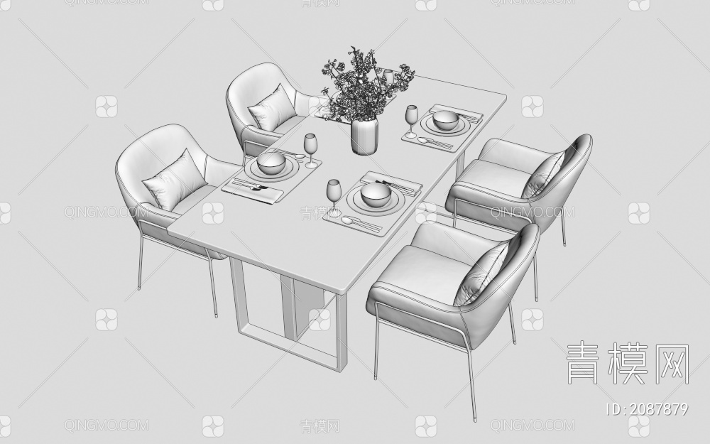 餐桌椅组合3D模型下载【ID:2087879】