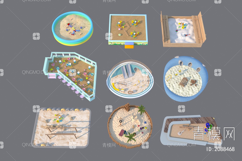 儿童乐园沙坑 攀爬滑梯3D模型下载【ID:2088468】