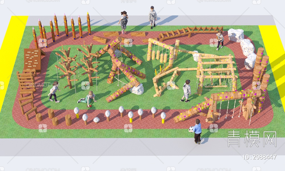 户外儿童游乐设施 儿童乐园3D模型下载【ID:2088447】