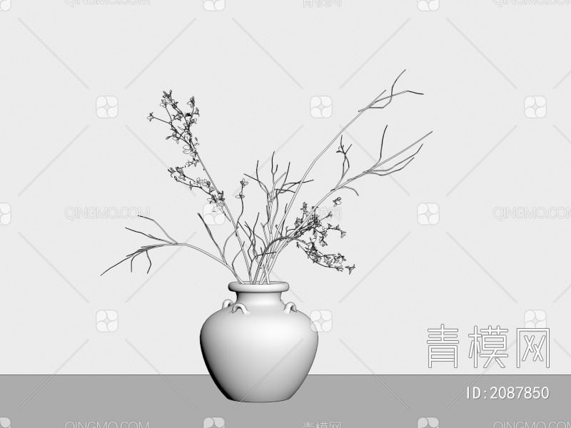花瓶花艺3D模型下载【ID:2087850】