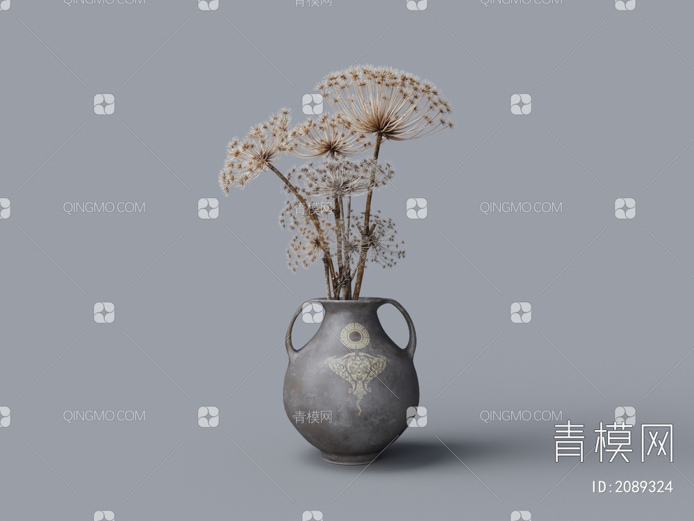 陶罐花瓶 花艺3D模型下载【ID:2089324】