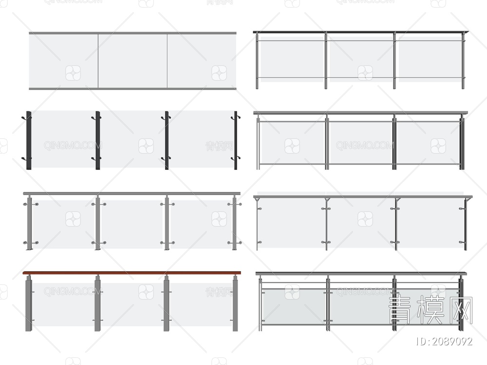 玻璃栏杆SU模型下载【ID:2089092】