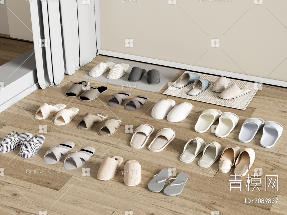 浴室鞋子 拖鞋 布鞋3D模型下载【ID:2089837】