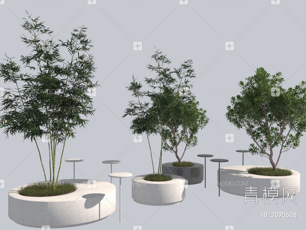树池 盆栽  景观树3D模型下载【ID:2090608】