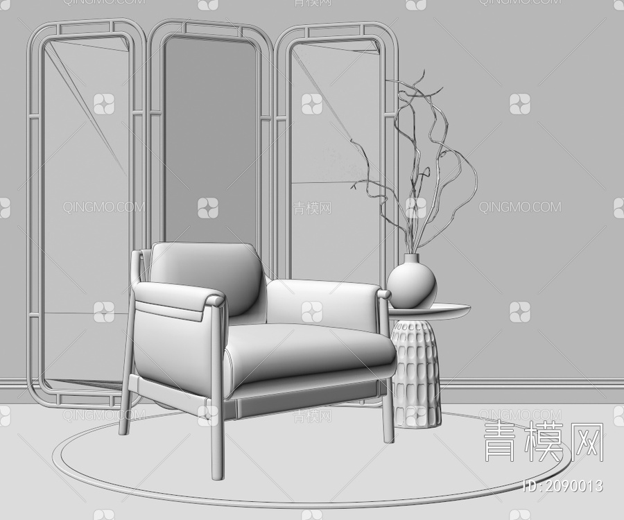 单人沙发3D模型下载【ID:2090013】