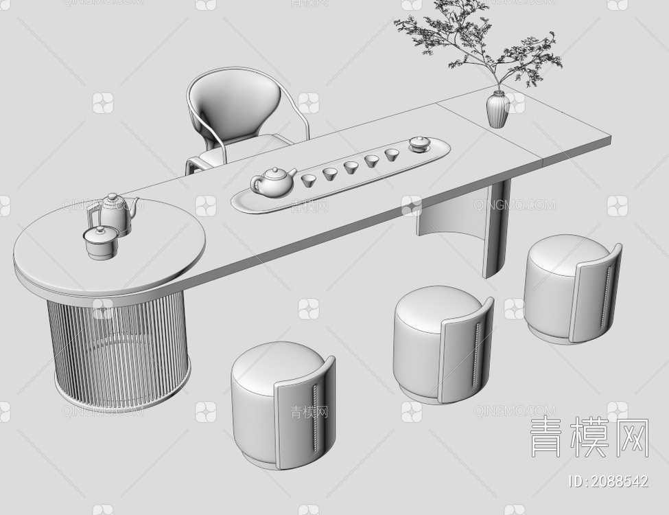 茶桌椅3D模型下载【ID:2088542】