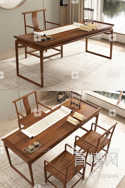茶桌椅3D模型下载【ID:2090244】