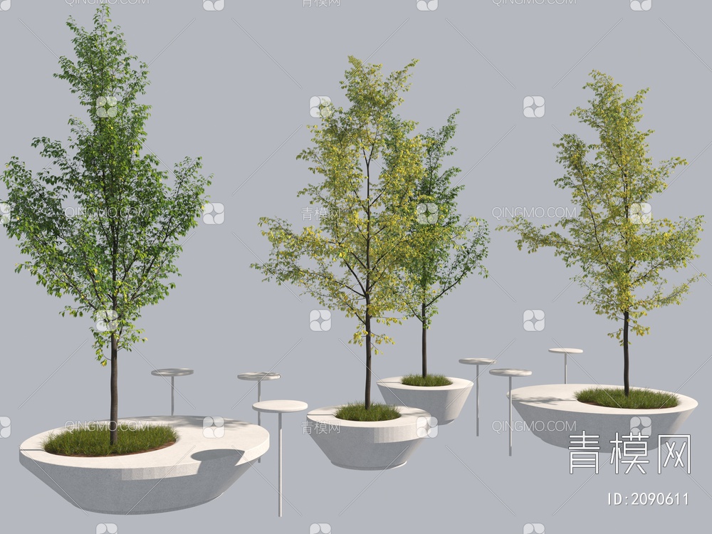 树池 盆栽  景观树3D模型下载【ID:2090611】