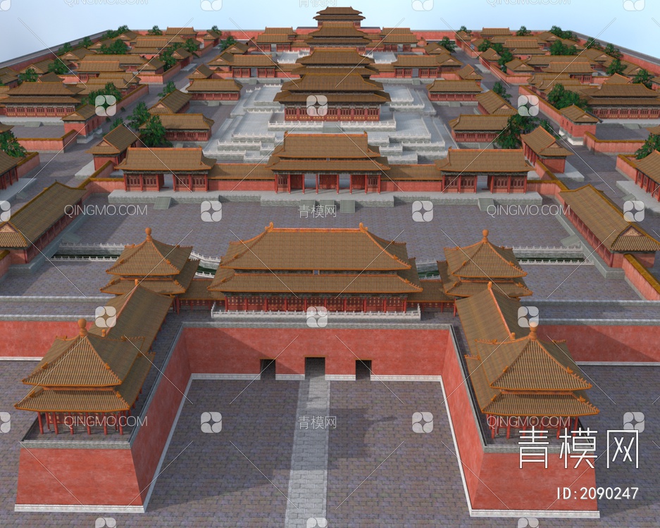 北京故宫中国传统古建筑皇宫3D模型下载【ID:2090247】