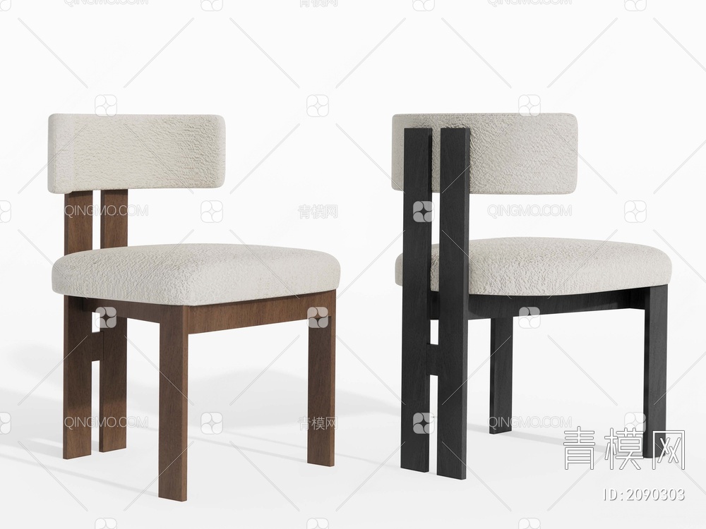 餐椅 羊羔绒餐椅 极简餐椅休闲椅3D模型下载【ID:2090303】