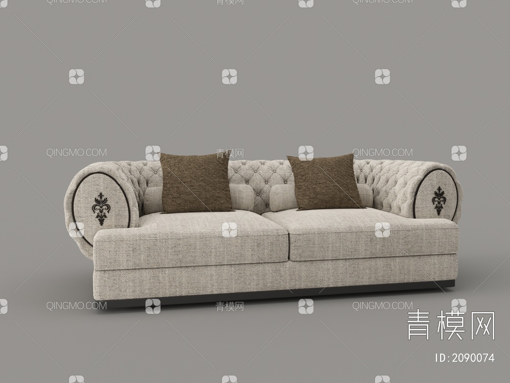 布艺软包双人沙发3D模型下载【ID:2090074】