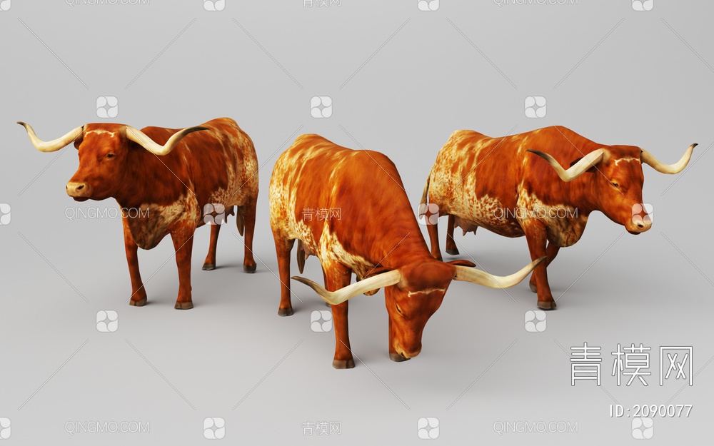黄牛 奶牛3D模型下载【ID:2090077】