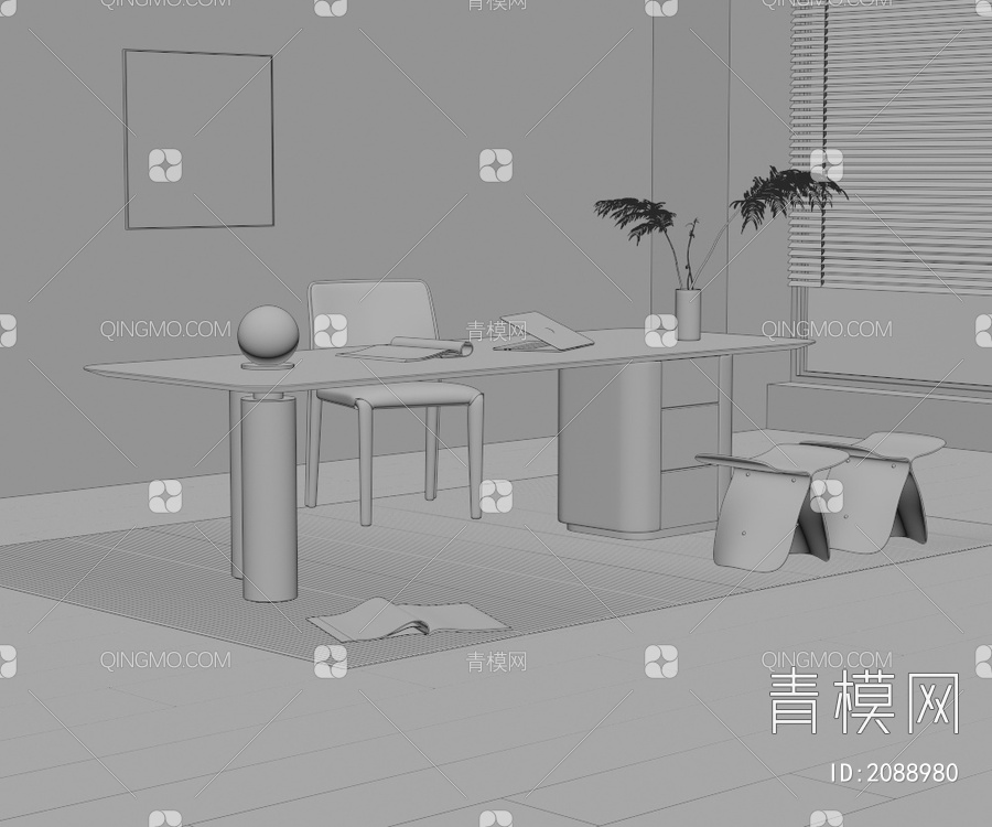 书桌椅3D模型下载【ID:2088980】