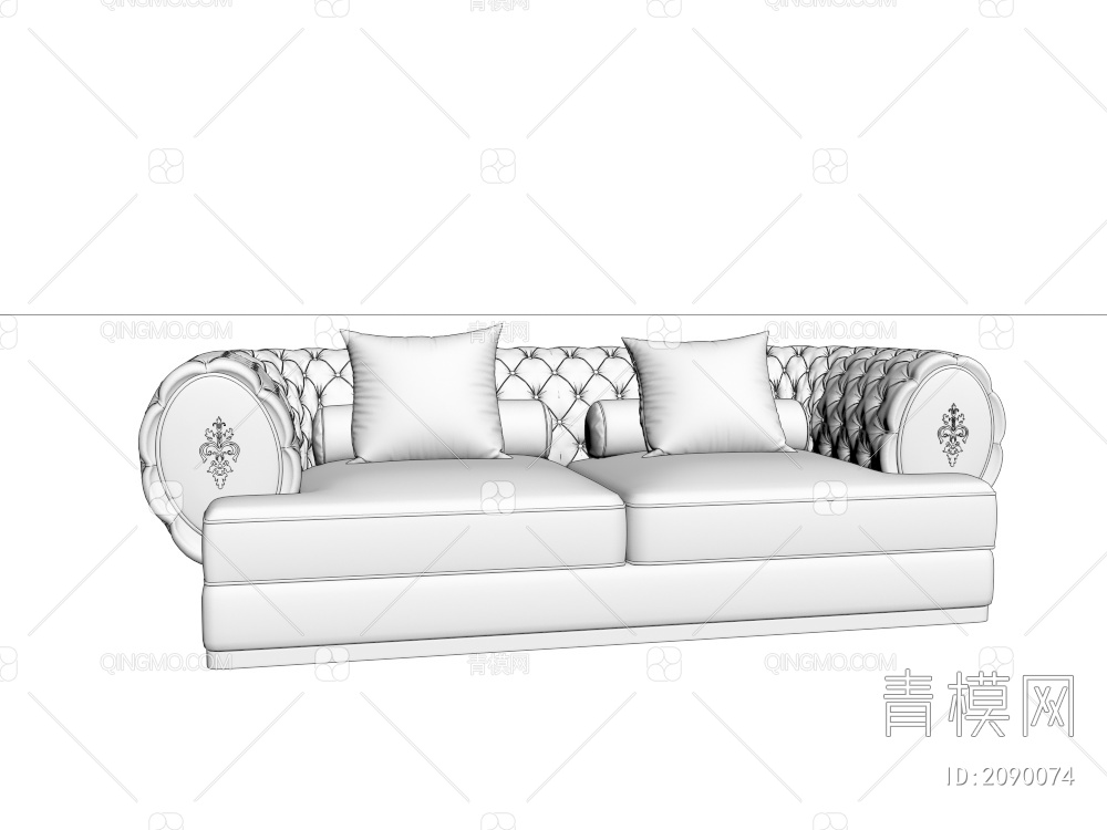 布艺软包双人沙发3D模型下载【ID:2090074】