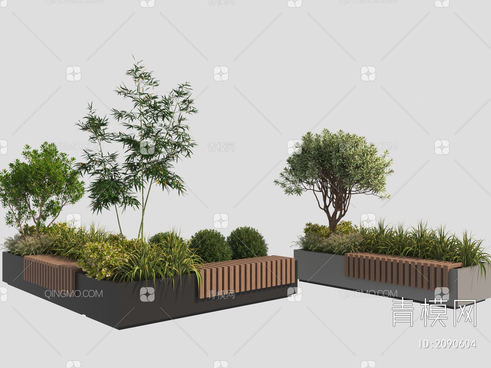 树池 盆栽  景观树3D模型下载【ID:2090604】