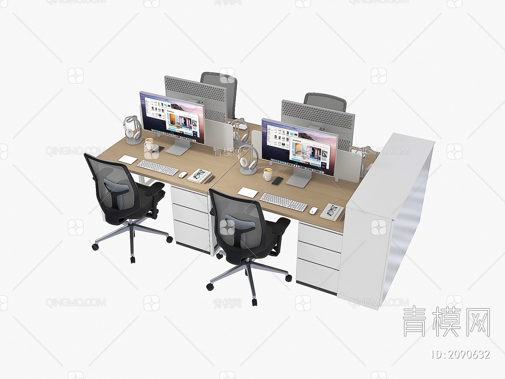办公桌椅3D模型下载【ID:2090632】