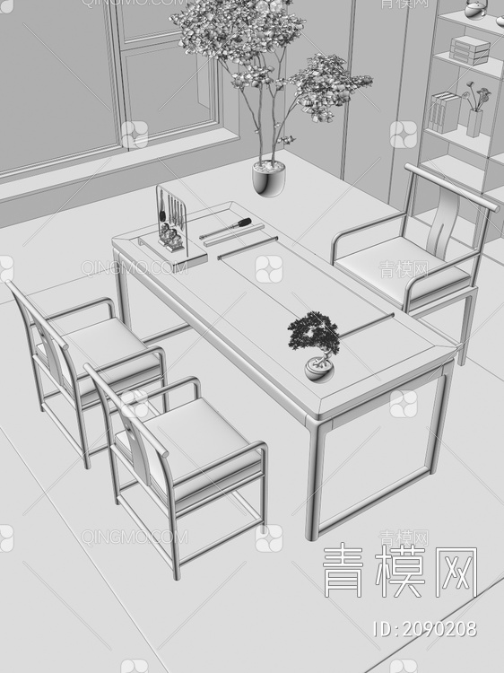 茶桌椅3D模型下载【ID:2090208】