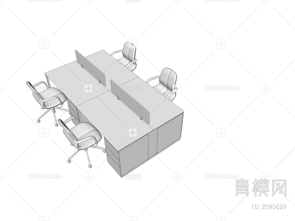 办公桌椅3D模型下载【ID:2090629】