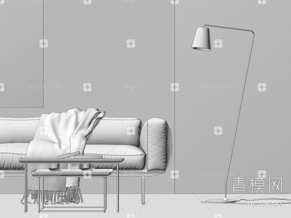 落地灯，灯具，沙发，软装3D模型下载【ID:2090497】