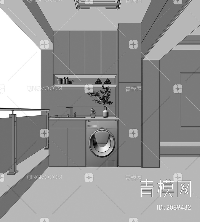 阳台  洗衣机柜3D模型下载【ID:2089432】