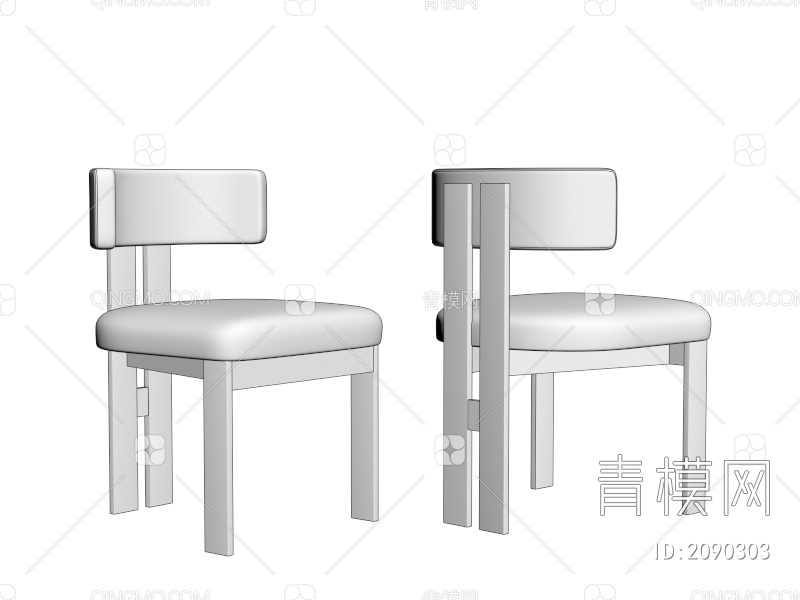 餐椅 羊羔绒餐椅 极简餐椅休闲椅3D模型下载【ID:2090303】