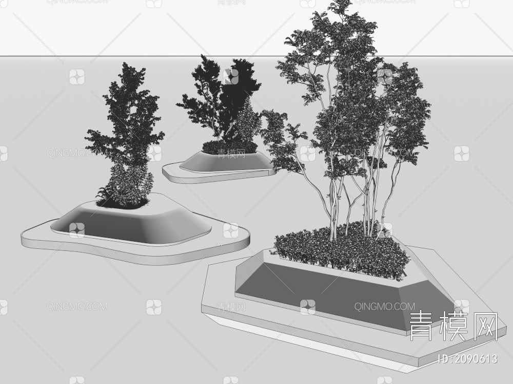 树池 盆栽  景观树3D模型下载【ID:2090613】