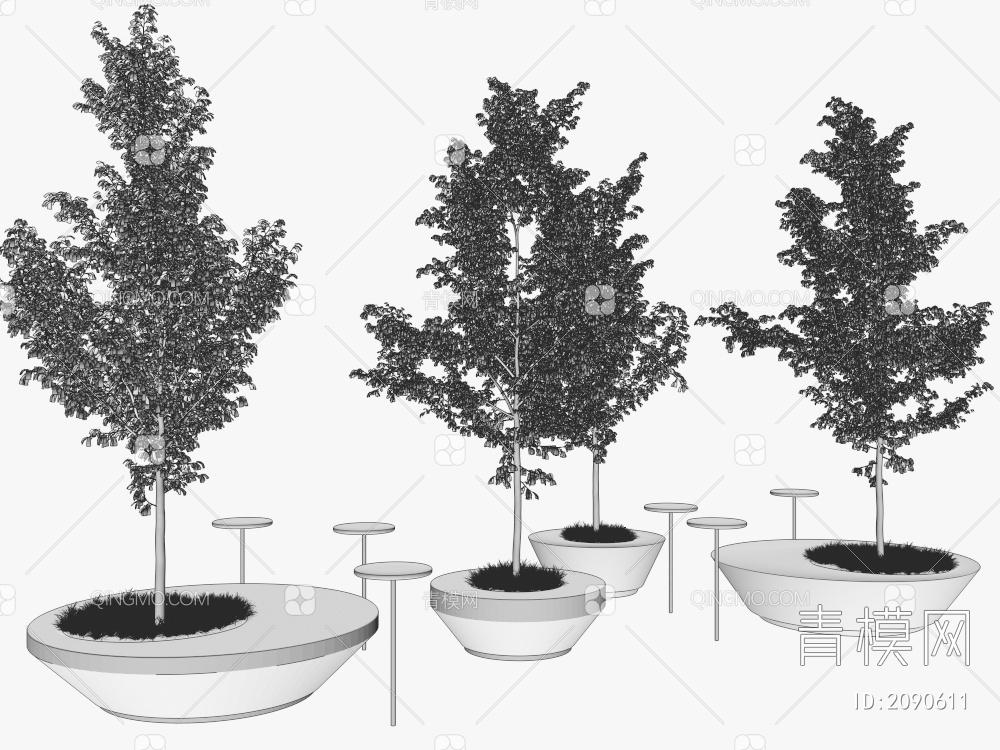树池 盆栽  景观树3D模型下载【ID:2090611】
