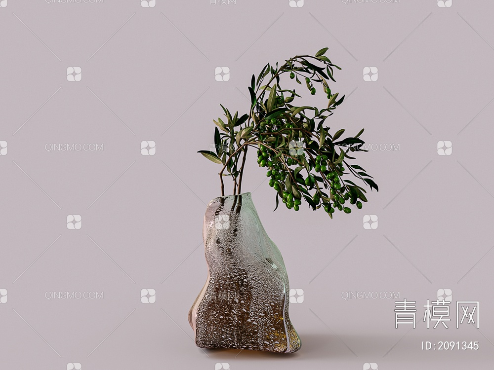 水滴玻璃花瓶 无花果3D模型下载【ID:2091345】