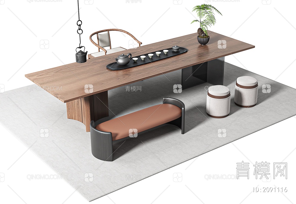茶桌椅3D模型下载【ID:2091116】