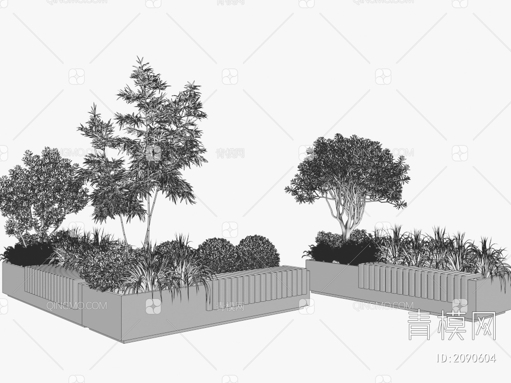 树池 盆栽  景观树3D模型下载【ID:2090604】