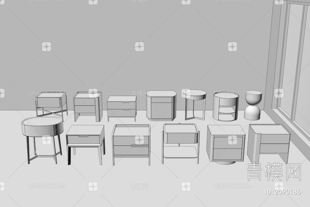 床头柜组合3D模型下载【ID:2090186】