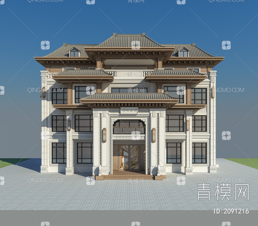 石材别墅3D模型下载【ID:2091216】