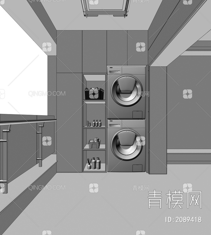 阳台 洗衣机柜3D模型下载【ID:2089418】