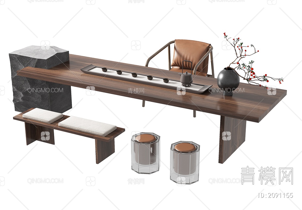 茶桌椅3D模型下载【ID:2091155】