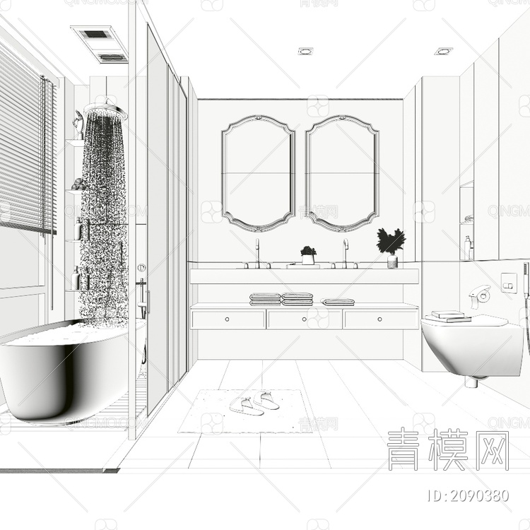 卫生间 浴室3D模型下载【ID:2090380】