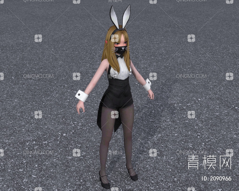 兔耳朵萝莉女角色3D模型下载【ID:2090966】