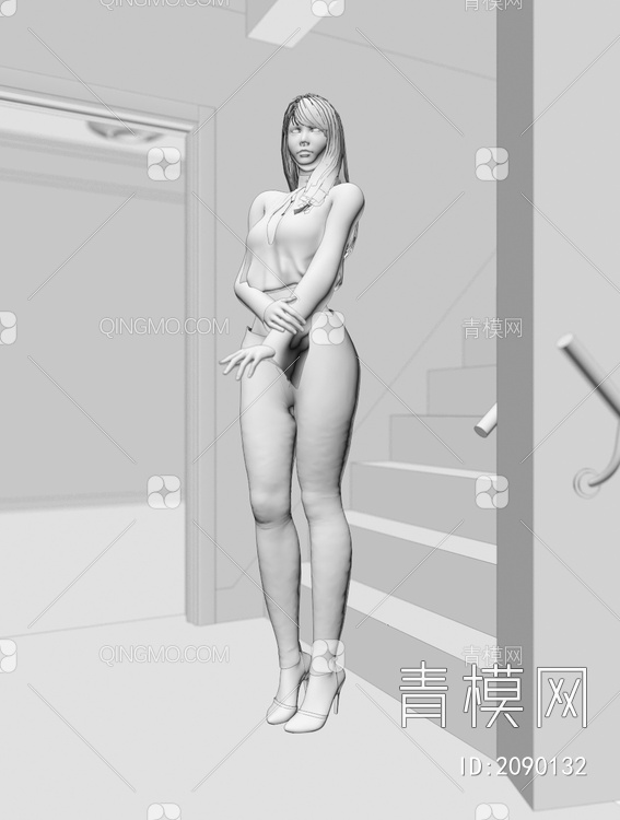 女人_人物3D模型下载【ID:2090132】