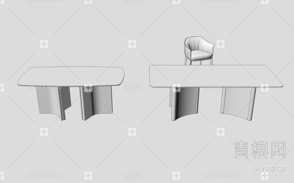 大理石餐桌组合3D模型下载【ID:2089132】
