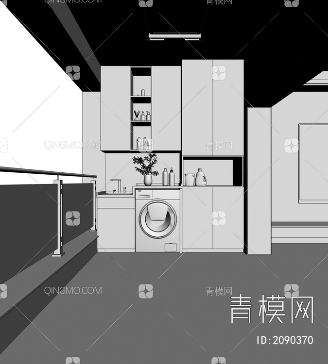 阳台 洗衣机柜3D模型下载【ID:2090370】