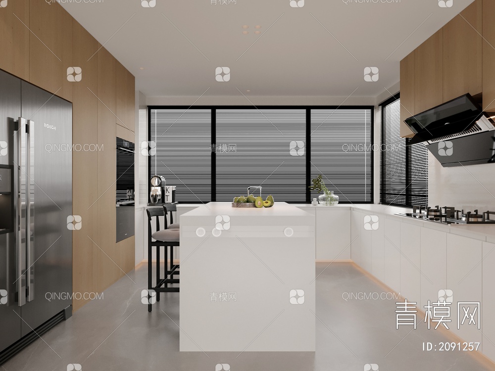 中岛 橱柜 厨房3D模型下载【ID:2091257】