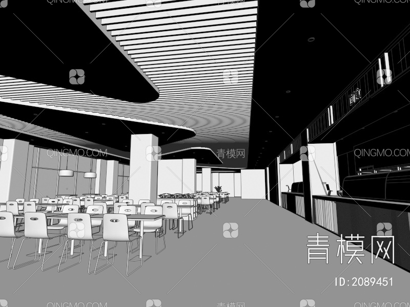员工食堂  公司食堂 学校食堂3D模型下载【ID:2089451】