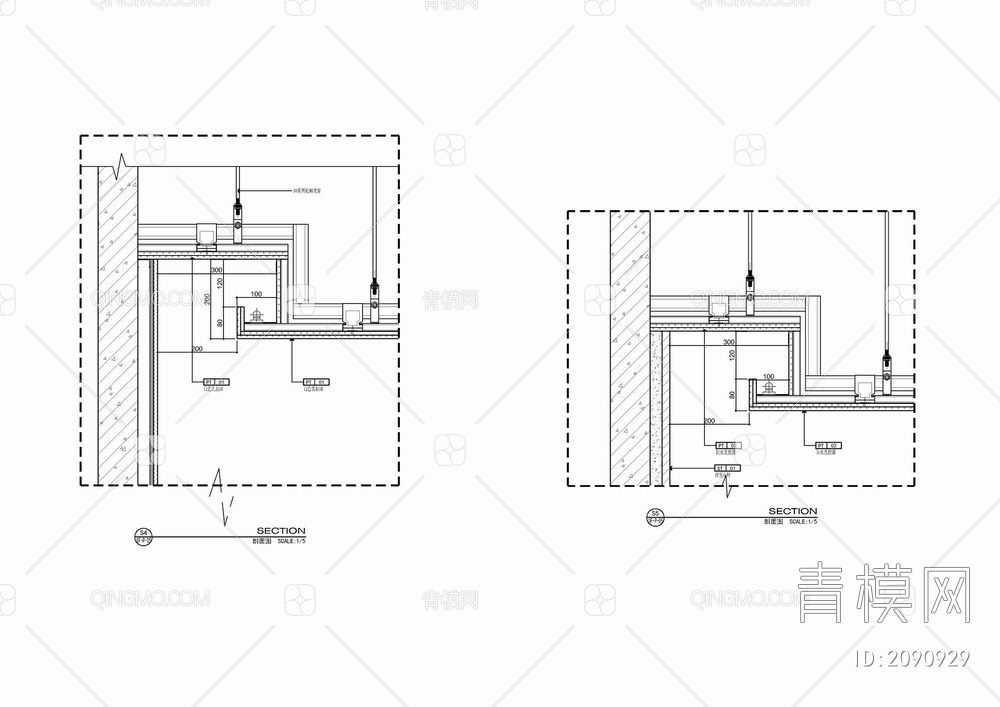 天棚漫反射灯带风口石膏板吊顶施工详图【ID:2090929】