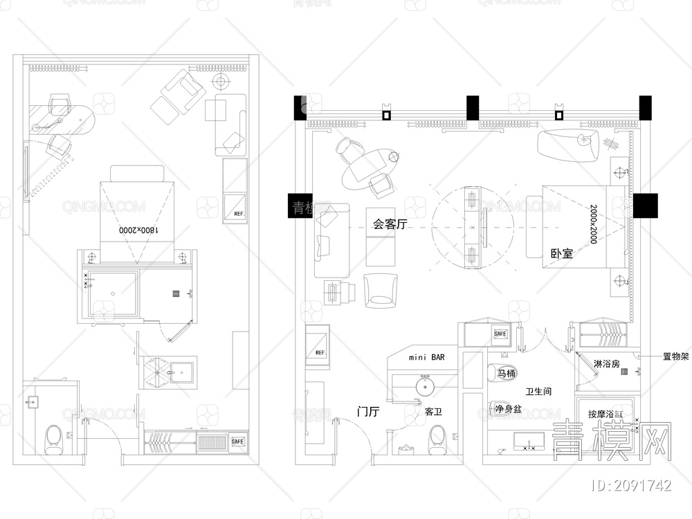 2024最新酒店设计专用CAD平面图库【ID:2110553】