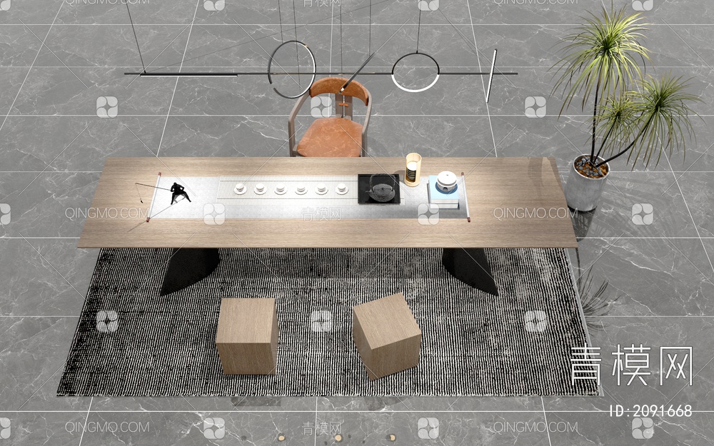书桌   桌椅组合3D模型下载【ID:2091668】