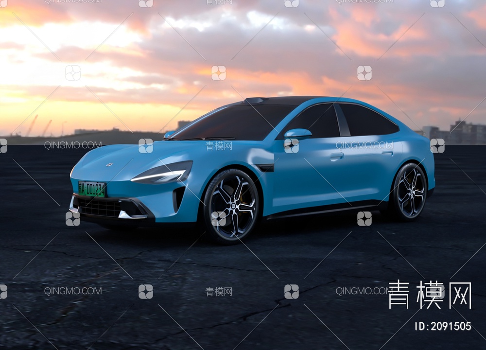 小米汽车SU7蓝色3D模型下载【ID:2091505】