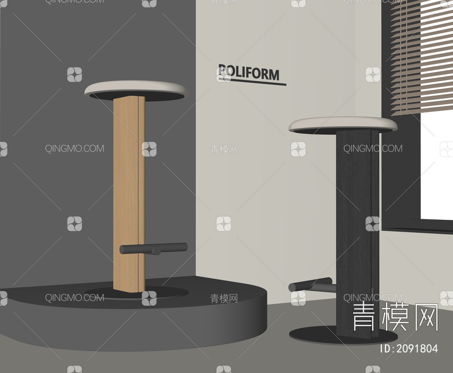吧椅 吧凳 木材SU模型下载【ID:2091804】