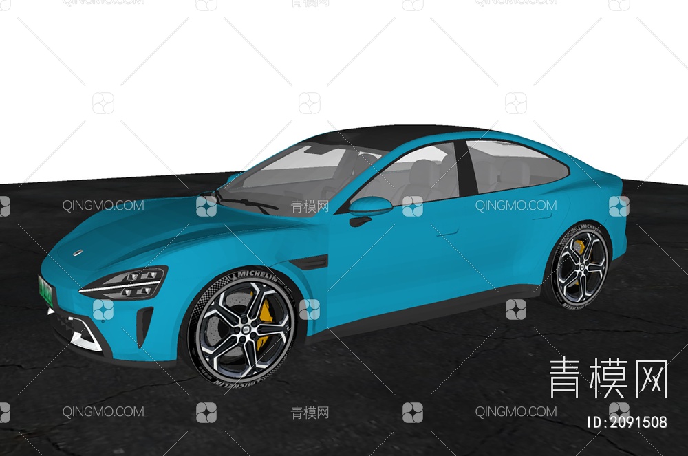 小米汽车SU7蓝色SU模型下载【ID:2091508】